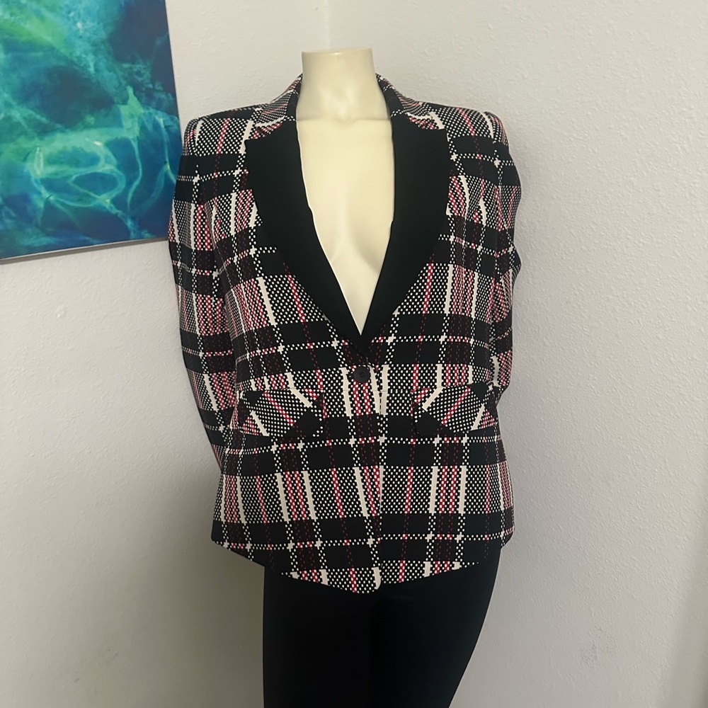1. State Black and Red Blazer Timeless Plaid Design